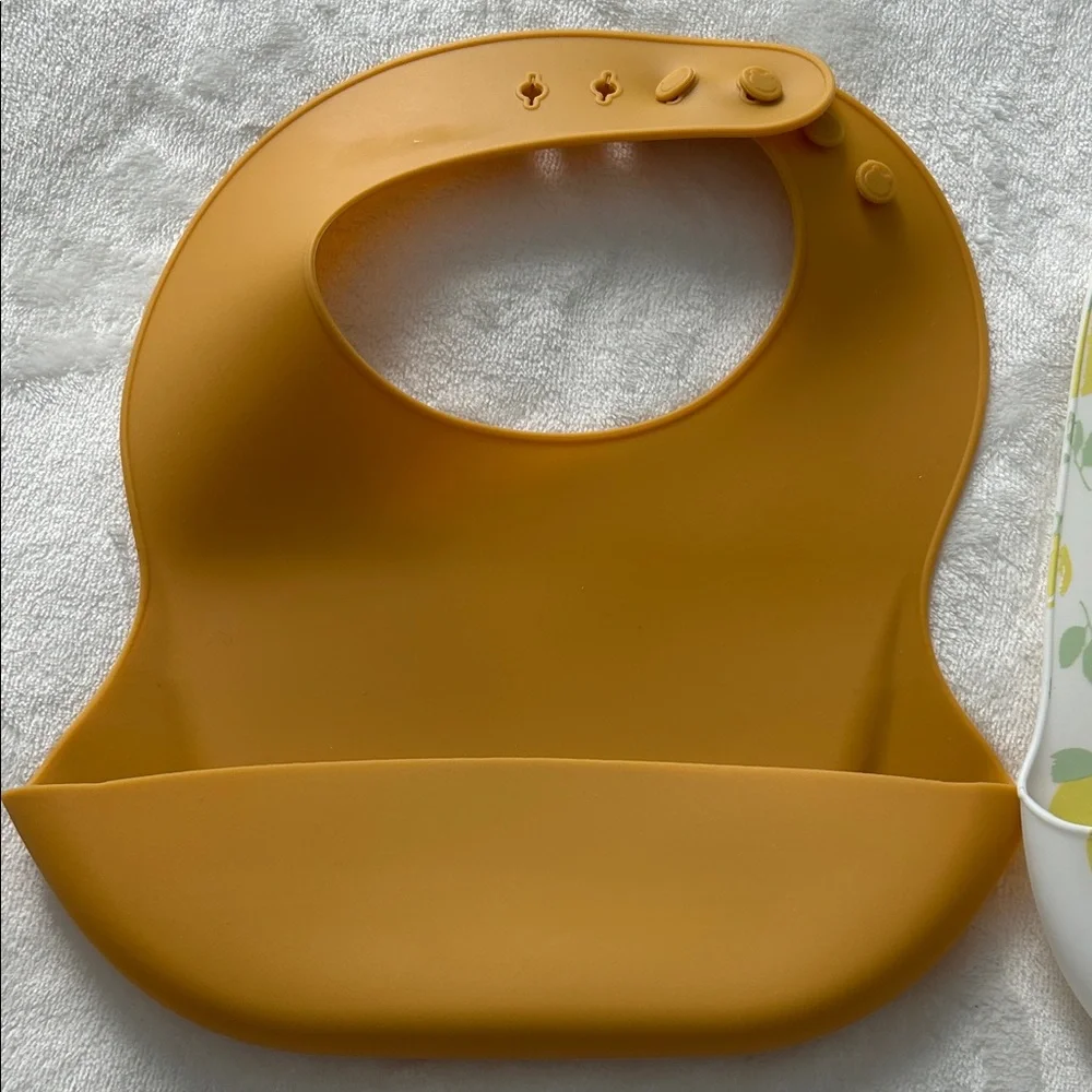 Lemon Print and Mustard Silicone Bib Set - Picture 2 of 6